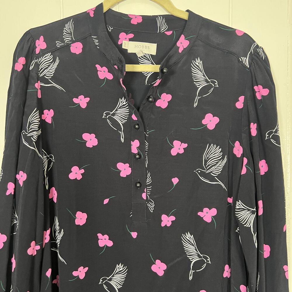 Hobbs London Ria Black Pink Floral Mini Dress Sz 10 - Picture 4 of 11